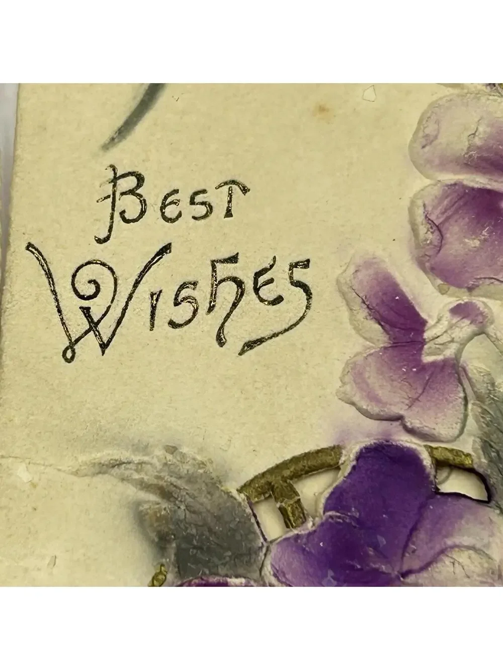 Antique Die-Cut Embossed Greeting Card Booklet Pansies 1900-1915 Gilt Poem F2